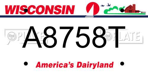 A8758T Wisconsin License Plate