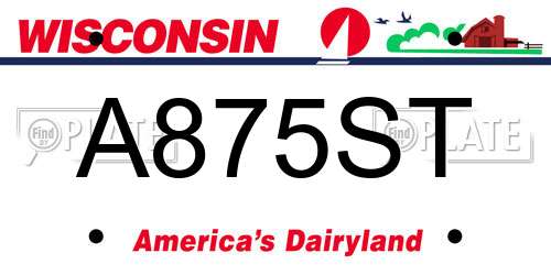 A875ST Wisconsin License Plate