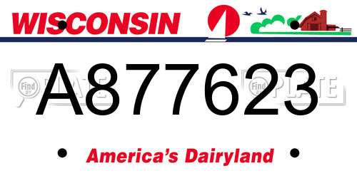 A877623 Wisconsin License Plate