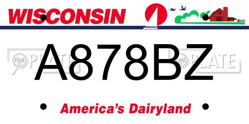 A878BZ Wisconsin License Plate