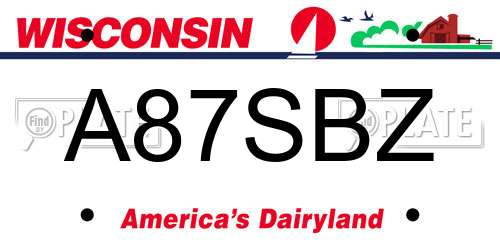 A87SBZ Wisconsin License Plate