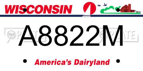 A8822M Wisconsin License Plate