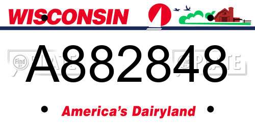 A882848 Wisconsin License Plate