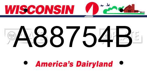 A88754B Wisconsin License Plate