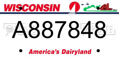 A887848 Wisconsin License Plate