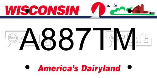 A887TM Wisconsin License Plate