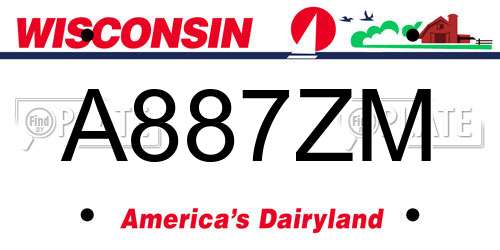 A887ZM Wisconsin License Plate