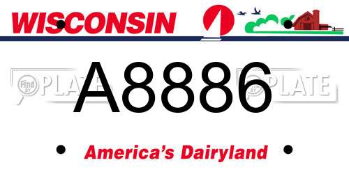 A8886 Wisconsin License Plate