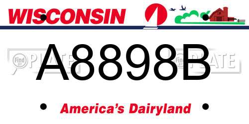 A8898B Wisconsin License Plate