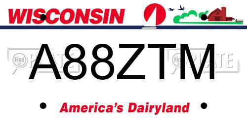 A88ZTM Wisconsin License Plate