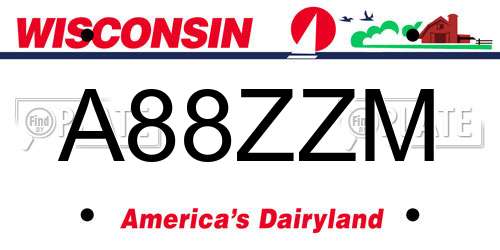 A88ZZM Wisconsin License Plate