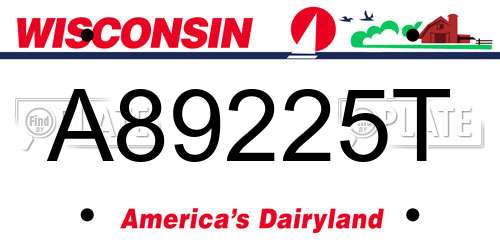 A89225T Wisconsin License Plate