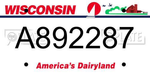 A892287 Wisconsin License Plate