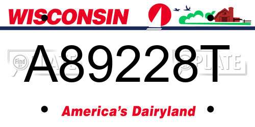 A89228T Wisconsin License Plate