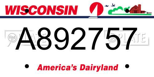 A892757 Wisconsin License Plate
