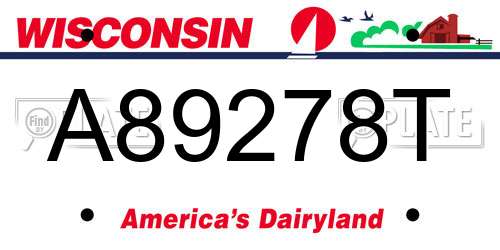 A89278T Wisconsin License Plate