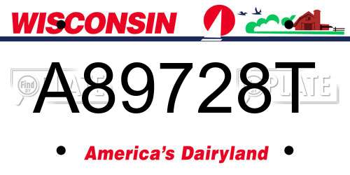 A89728T Wisconsin License Plate
