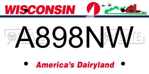 A898NW Wisconsin License Plate