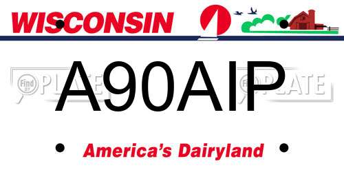 A90AIP Wisconsin License Plate