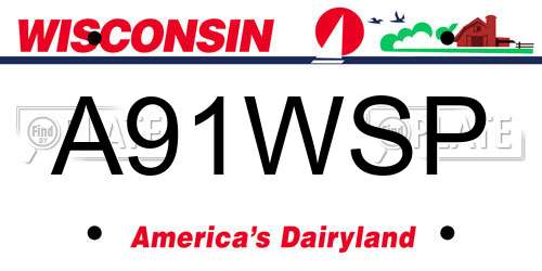 A91WSP Wisconsin License Plate