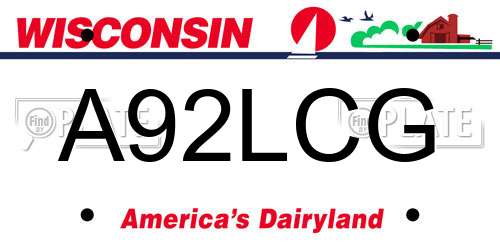 A92LCG Wisconsin License Plate