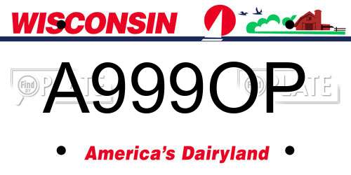 A999OP Wisconsin License Plate