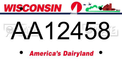 AA12458 Wisconsin License Plate