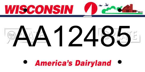 AA12485 Wisconsin License Plate