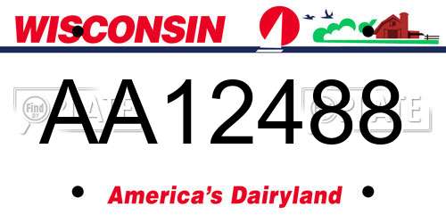 AA12488 Wisconsin License Plate