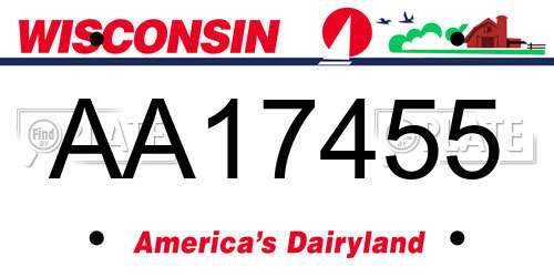 AA17455 Wisconsin License Plate