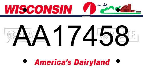 AA17458 Wisconsin License Plate
