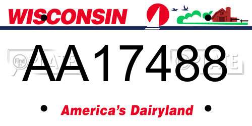 AA17488 Wisconsin License Plate