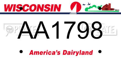 AA1798 Wisconsin License Plate
