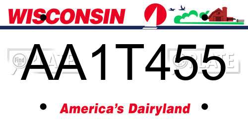AA1T455 Wisconsin License Plate