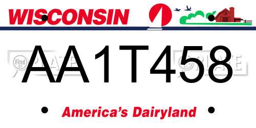 AA1T458 Wisconsin License Plate