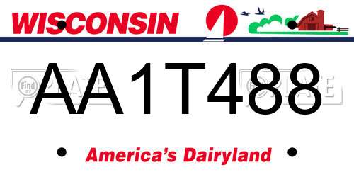 AA1T488 Wisconsin License Plate