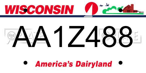 AA1Z488 Wisconsin License Plate