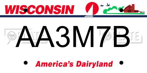 AA3M7B Wisconsin License Plate