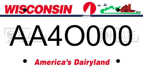 AA4O000 Wisconsin License Plate