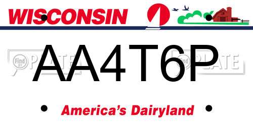 AA4T6P Wisconsin License Plate