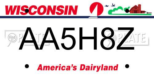 AA5H8Z Wisconsin License Plate