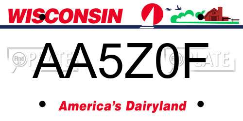 AA5Z0F Wisconsin License Plate
