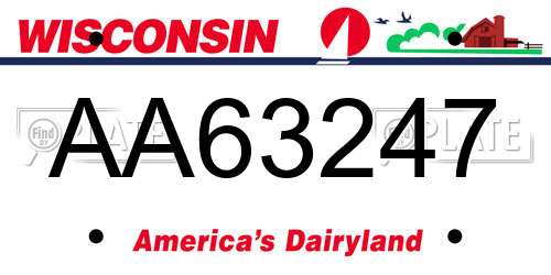 AA63247 Wisconsin License Plate