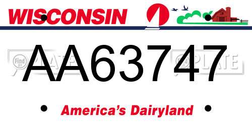 AA63747 Wisconsin License Plate