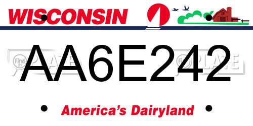 AA6E242 Wisconsin License Plate