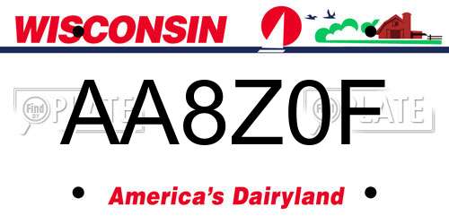 AA8Z0F Wisconsin License Plate