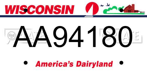 AA94180 Wisconsin License Plate