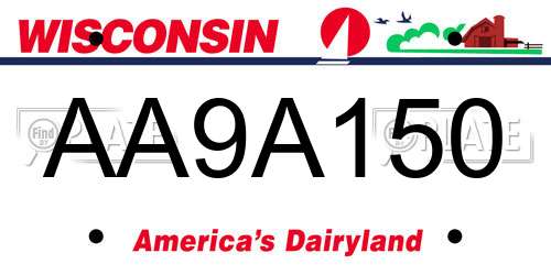 AA9A150 Wisconsin License Plate