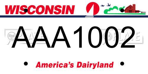 AAA1002 Wisconsin License Plate