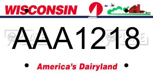 AAA1218 Wisconsin License Plate